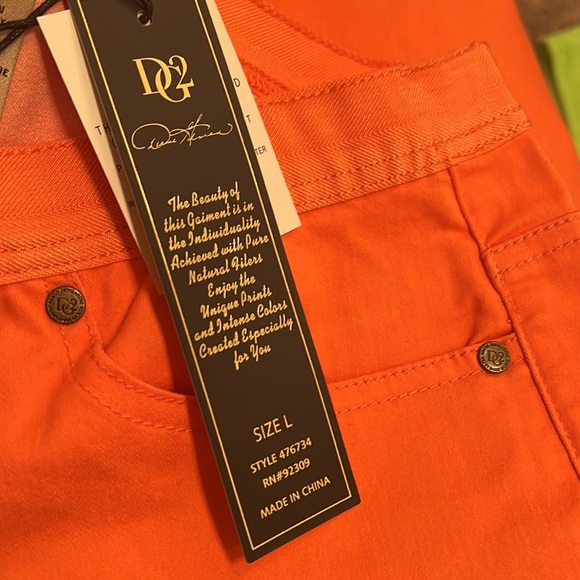 DG2 by Diane Gilman Vibrant Coral Cropped Jeans Elastic Waist size Large - Picture 4 of 8